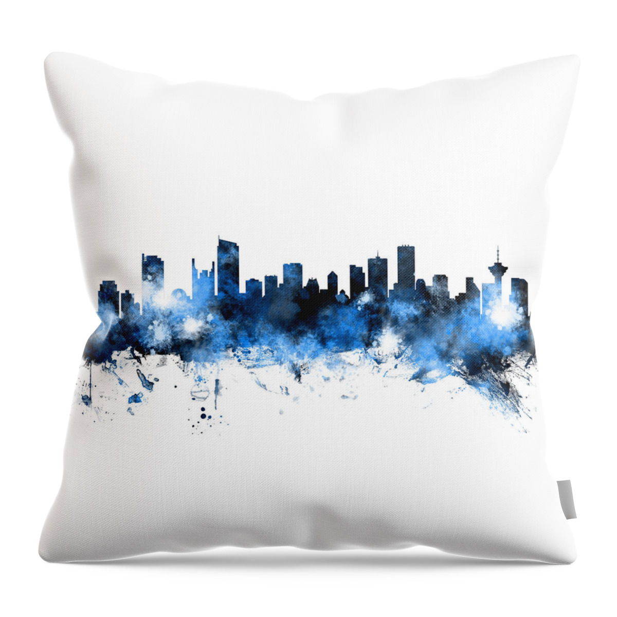 Vancouver Throw Pillow featuring the digital art Vancouver Canada Skyline Panoramic by Michael Tompsett