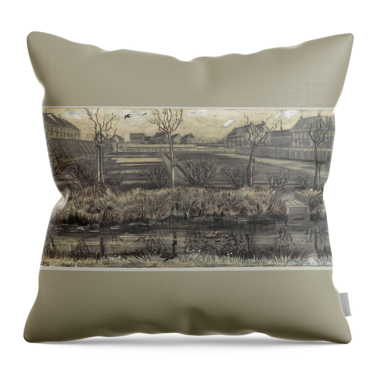 Nursery On Schenkweg Throw Pillow featuring the painting Vincent van Gogh by MotionAge Designs