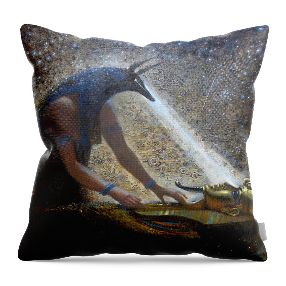 Egypt Throw Pillow featuring the painting Wake Up by Valentina Kondrashova