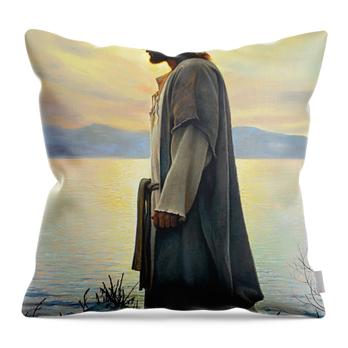 Jesus Throw Pillow featuring the painting Walk with Me by Greg Olsen