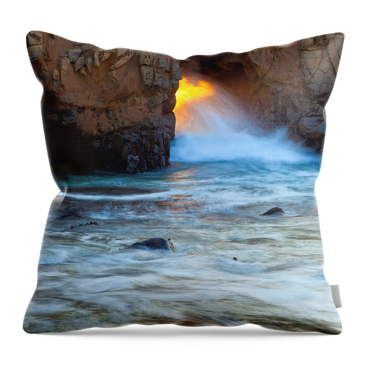 Landscape Throw Pillow featuring the photograph Water and Fire by Jonathan Nguyen