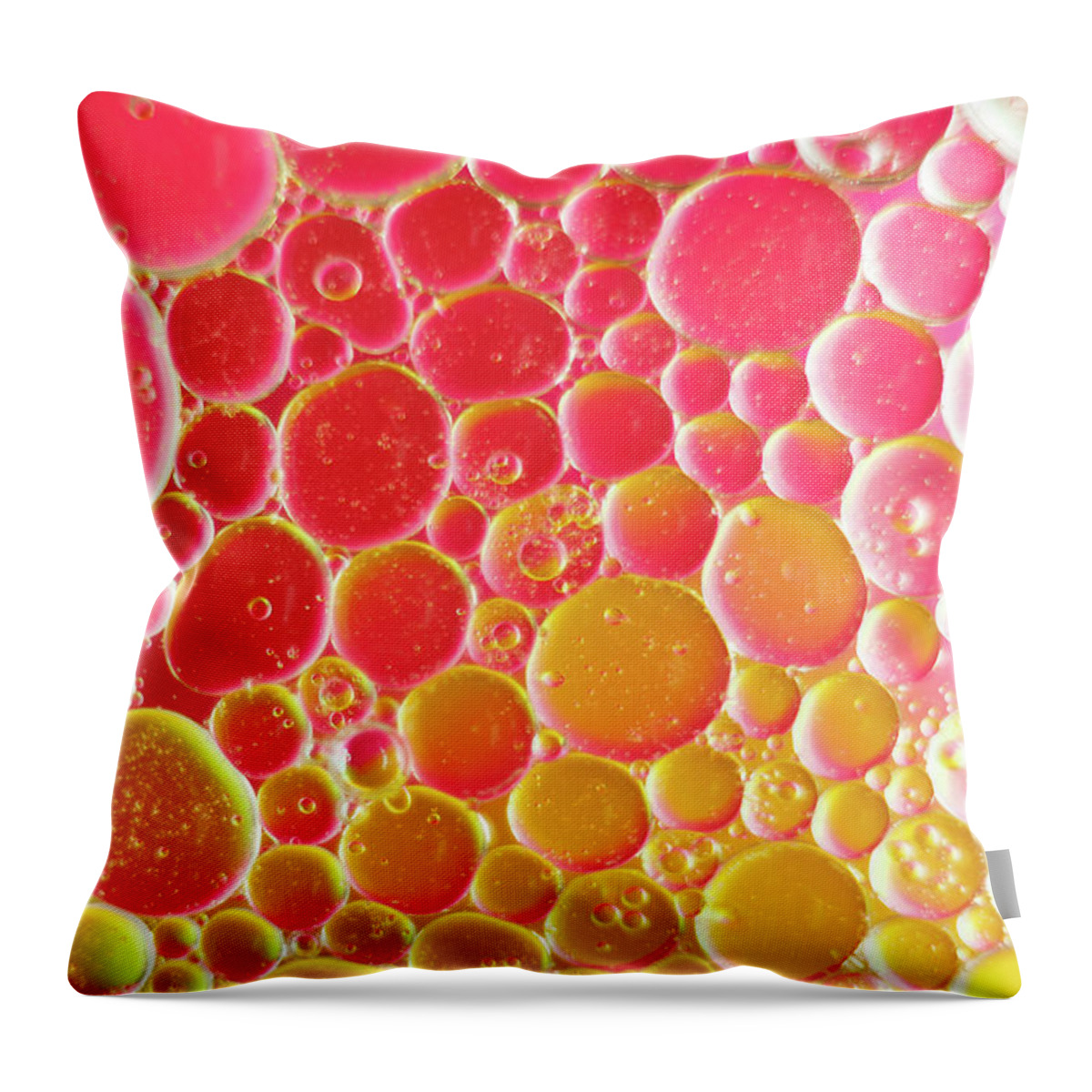Water Throw Pillow featuring the photograph Water and oil Bubbles by Andy Myatt