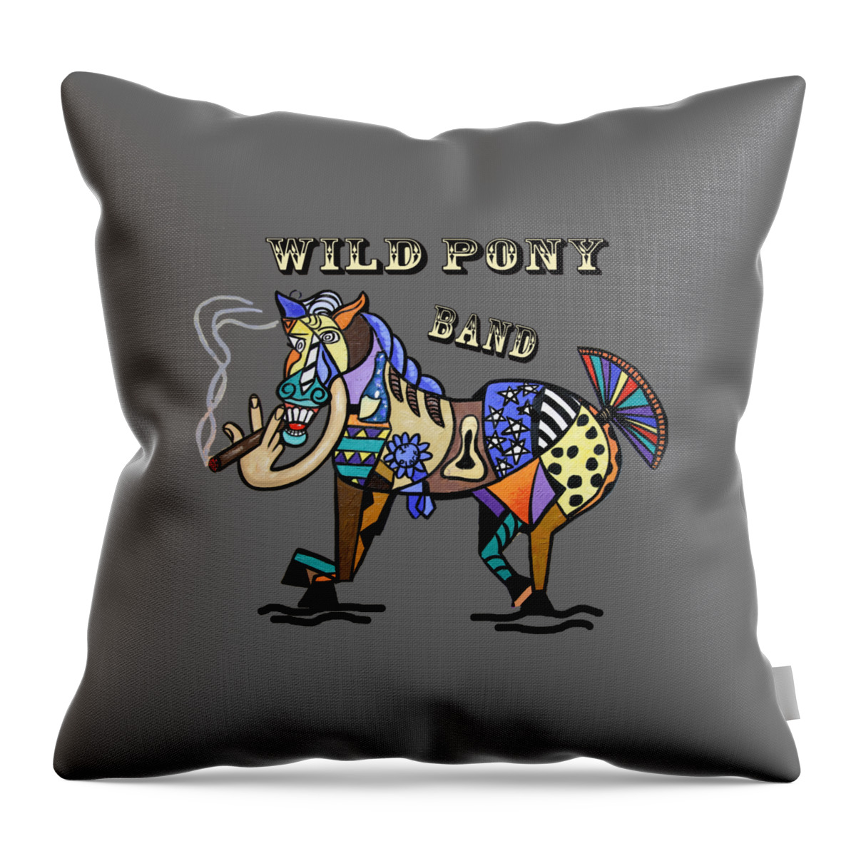 Wild Pony T-shirt Throw Pillow featuring the painting Wild Pony by Anthony Falbo