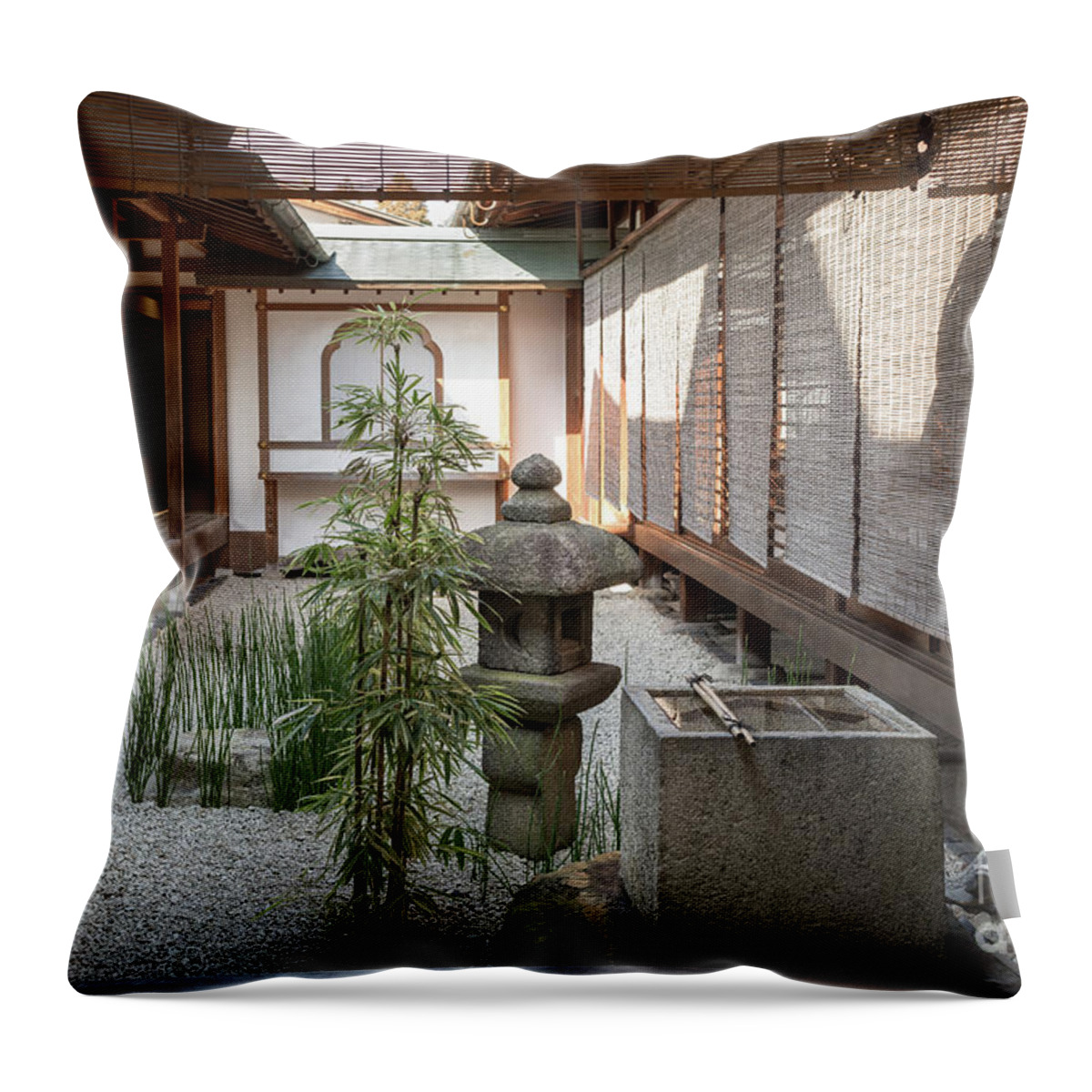 Zen Throw Pillow featuring the photograph Zen Garden, Kyoto Japan by Perry Rodriguez