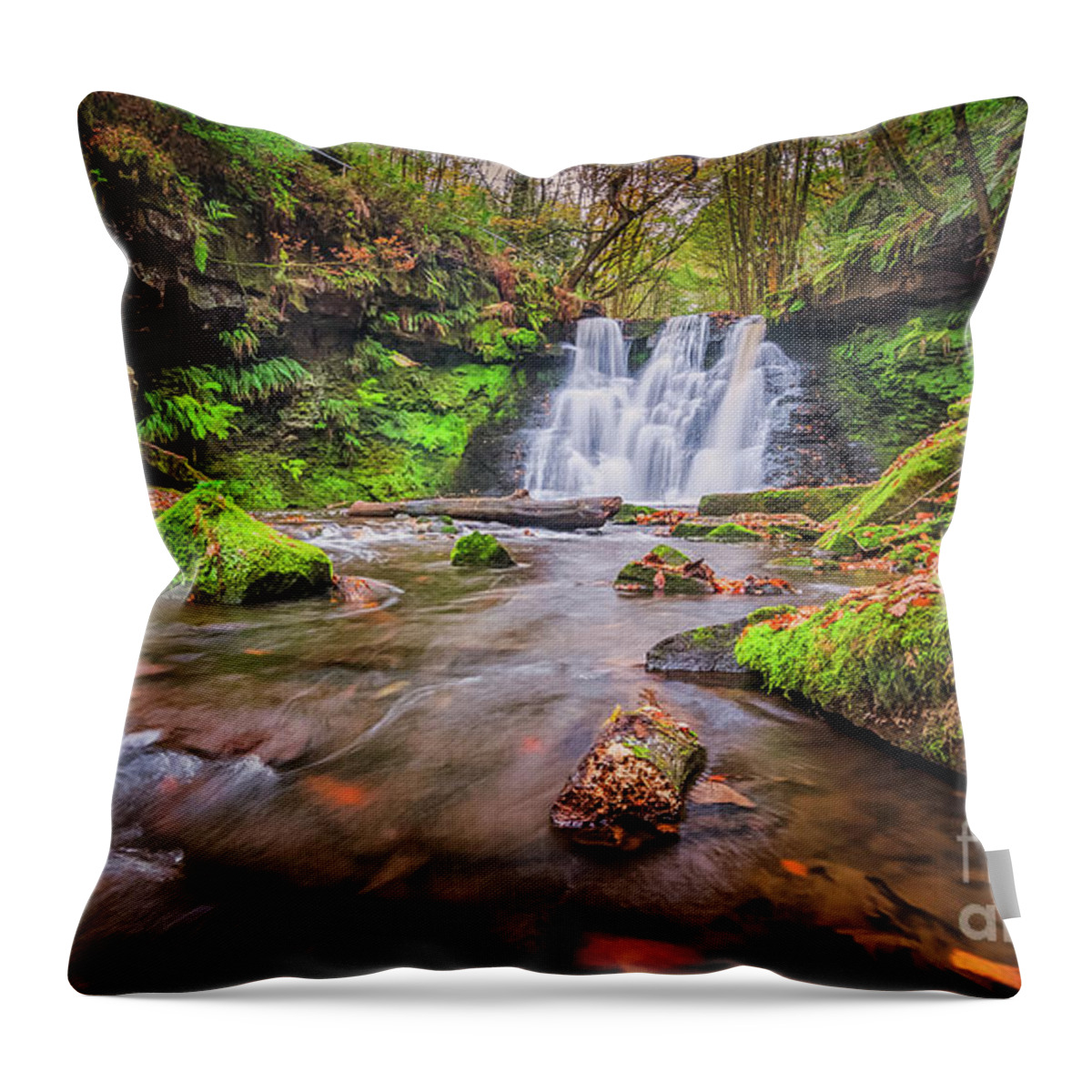 Waterfall Throw Pillow featuring the photograph Goit Stock Waterfall by Mariusz Talarek