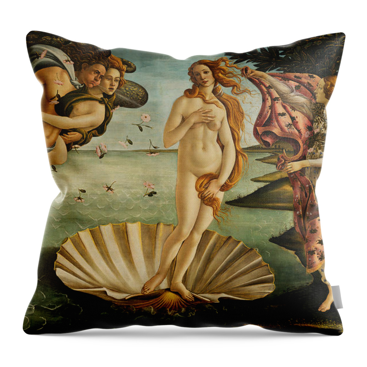 Sandro Botticelli Throw Pillow featuring the painting The Birth of Venus by Sandro Botticelli