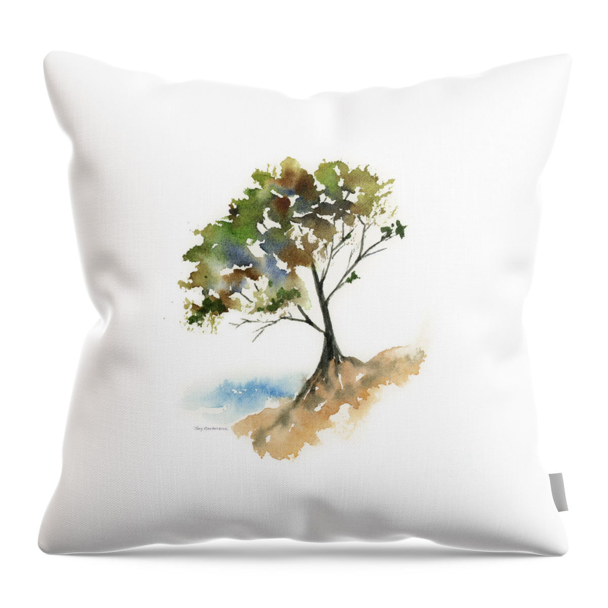 Watercolor Tree Throw Pillow featuring the painting #11 Tree by Amy Kirkpatrick