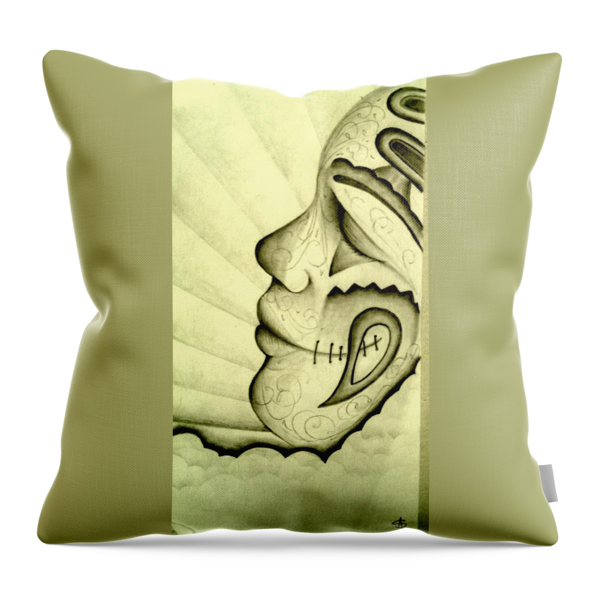 Black Art Throw Pillow featuring the drawing Untitled 11 by A S 