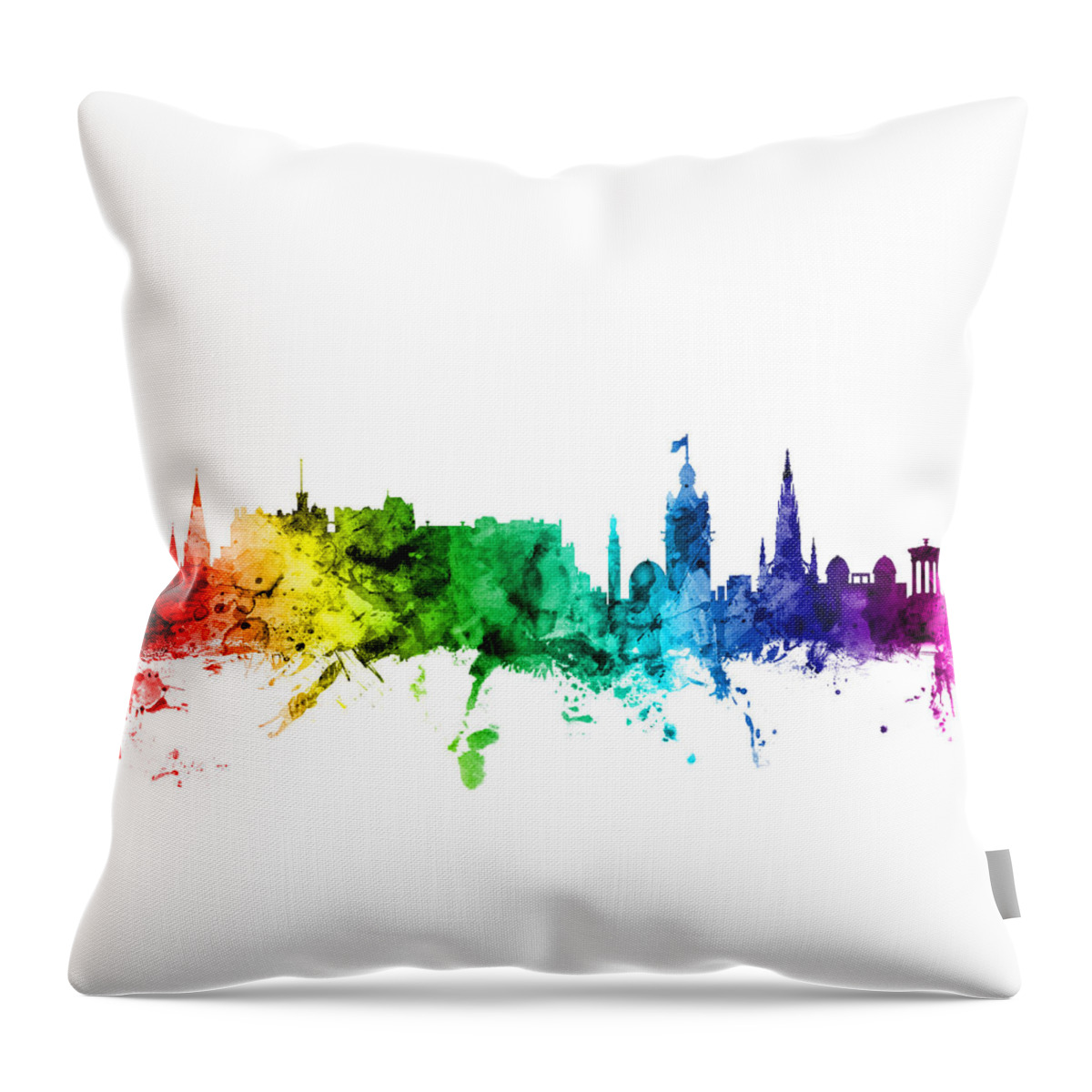 City Throw Pillow featuring the digital art Edinburgh Scotland Skyline by Michael Tompsett