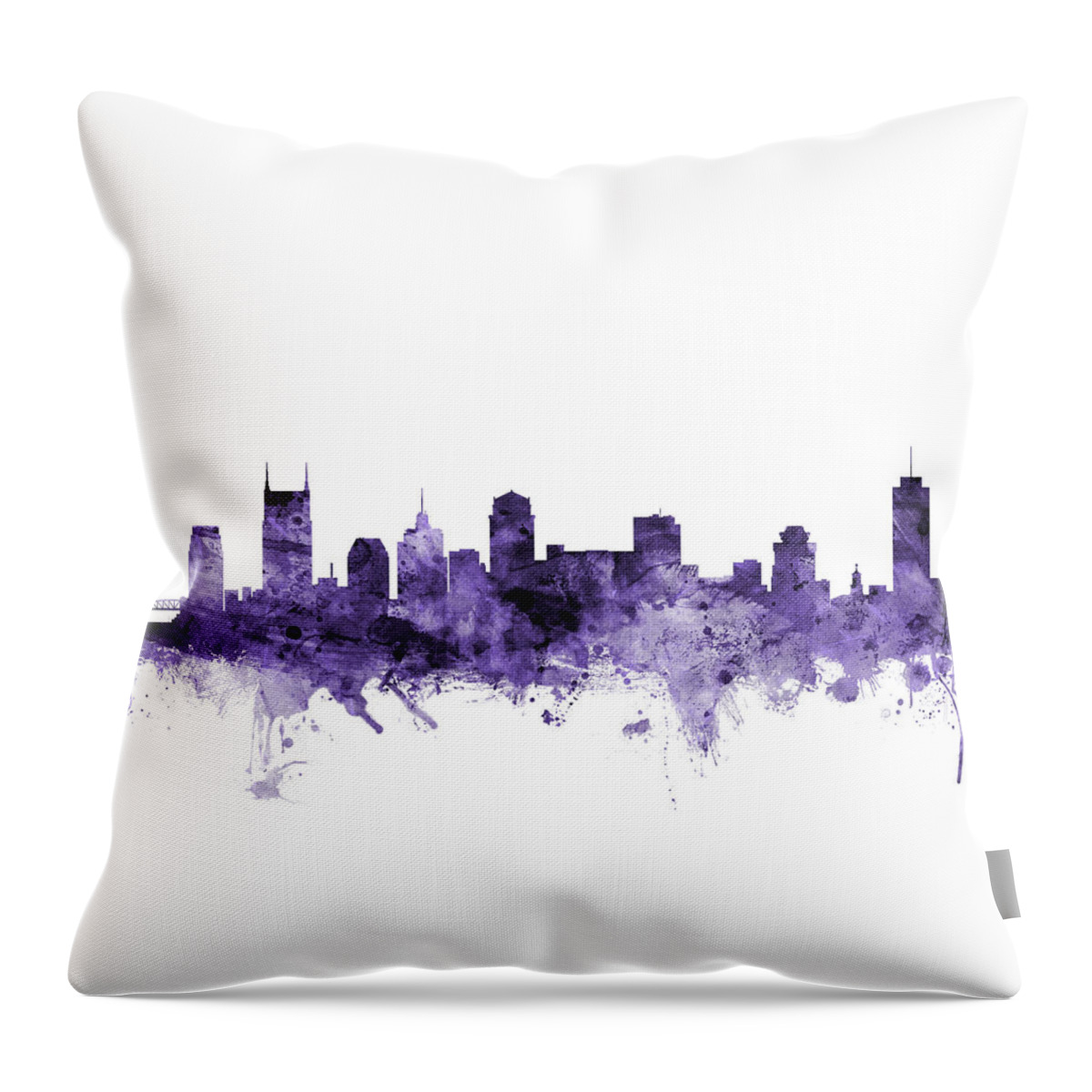 Nashville Throw Pillow featuring the digital art Nashville Tennessee Skyline by Michael Tompsett