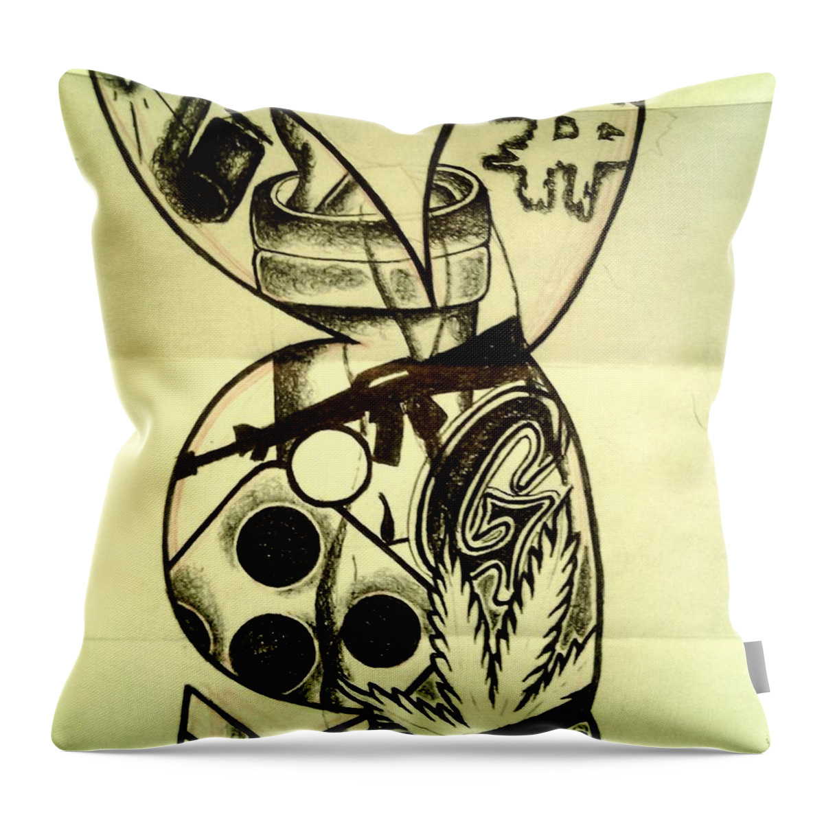 Black Art Throw Pillow featuring the drawing Untitled 13 by A S 