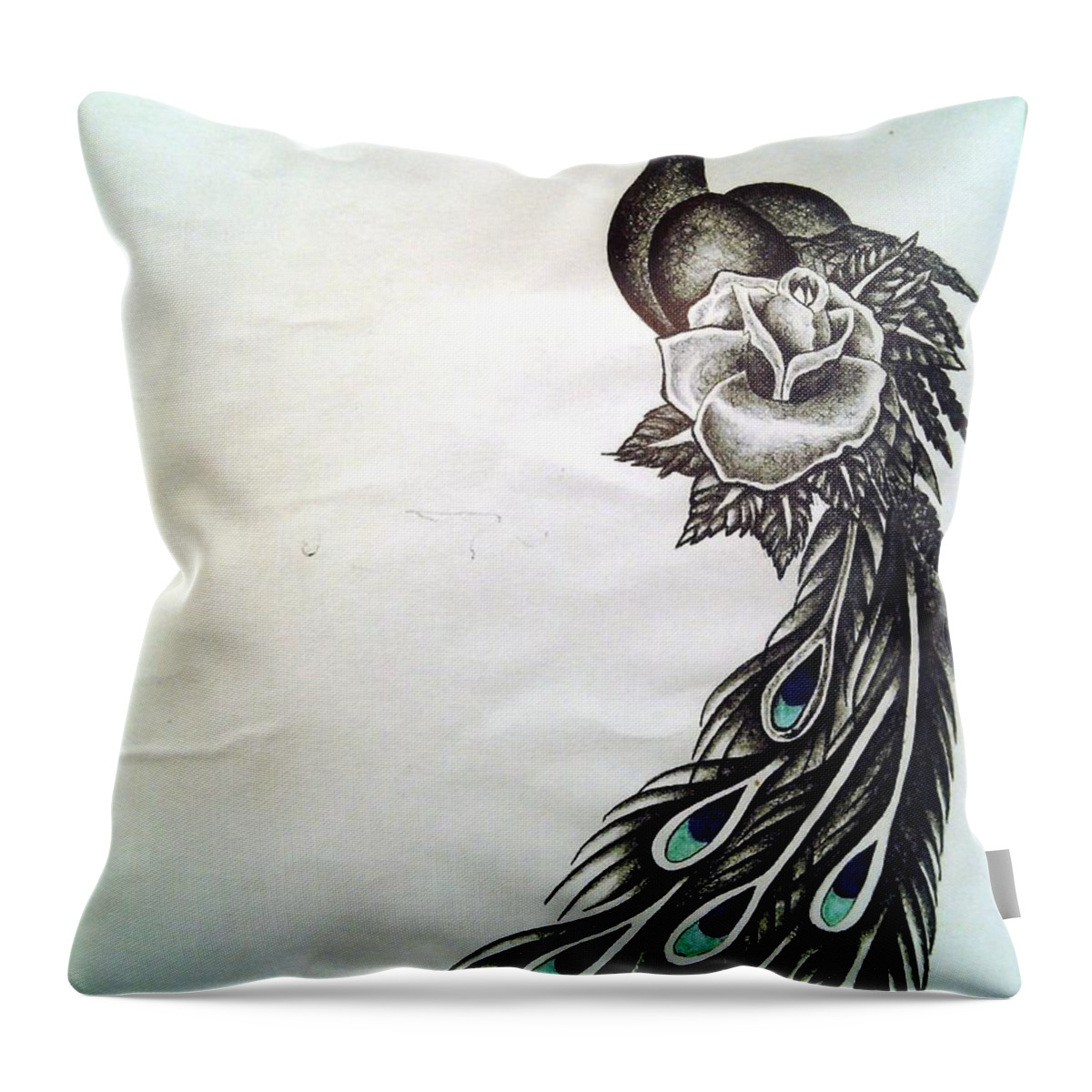 Black Art Throw Pillow featuring the drawing Untitled 14 by A S 