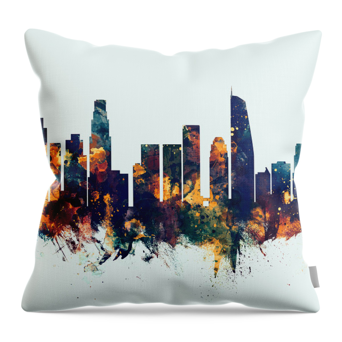 Los Angeles Throw Pillow featuring the digital art Los Angeles California Skyline by Michael Tompsett