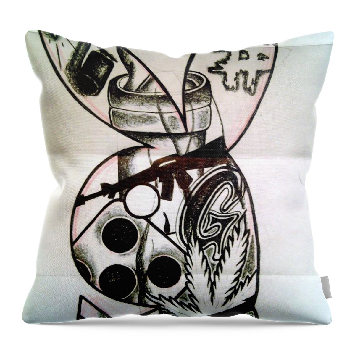 Black Art Throw Pillow featuring the drawing Untitled 15 by A S 