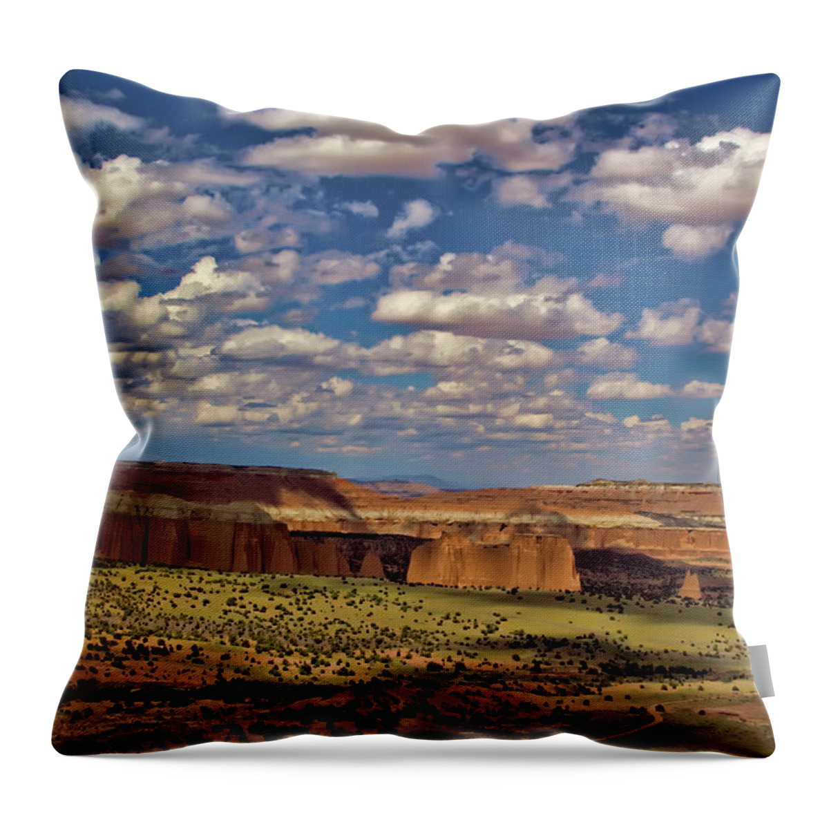 Capitol Reef National Park Throw Pillow featuring the photograph Capitol Reef National Park Catherdal Valley by Mark Smith
