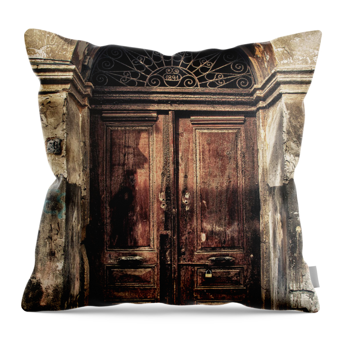Ancient Throw Pillow featuring the photograph 1891 Door Cyprus by Stelios Kleanthous