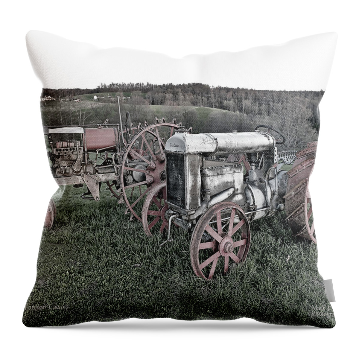 Old Fordson Tractor Throw Pillow featuring the photograph 1923 Fordson Tractors by Mark Allen