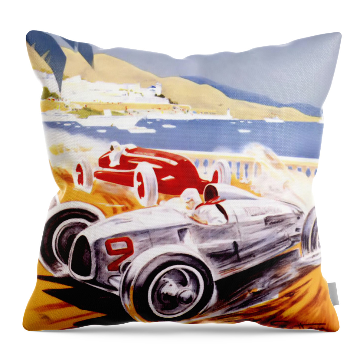 F1 Throw Pillow featuring the digital art 1936 F1 Monaco Grand Prix by Grand Prix