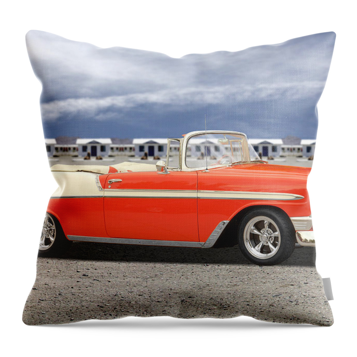1956 Chevy Throw Pillow featuring the photograph 1956 Chevrolet Belair Convertible by Mike McGlothlen
