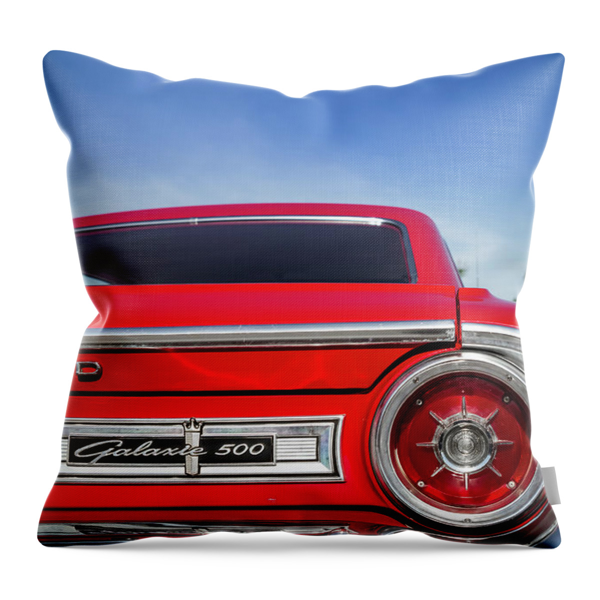1964 Throw Pillow featuring the photograph 1964 Ford Galaxie 500 Taillight and Emblem by Ron Pate