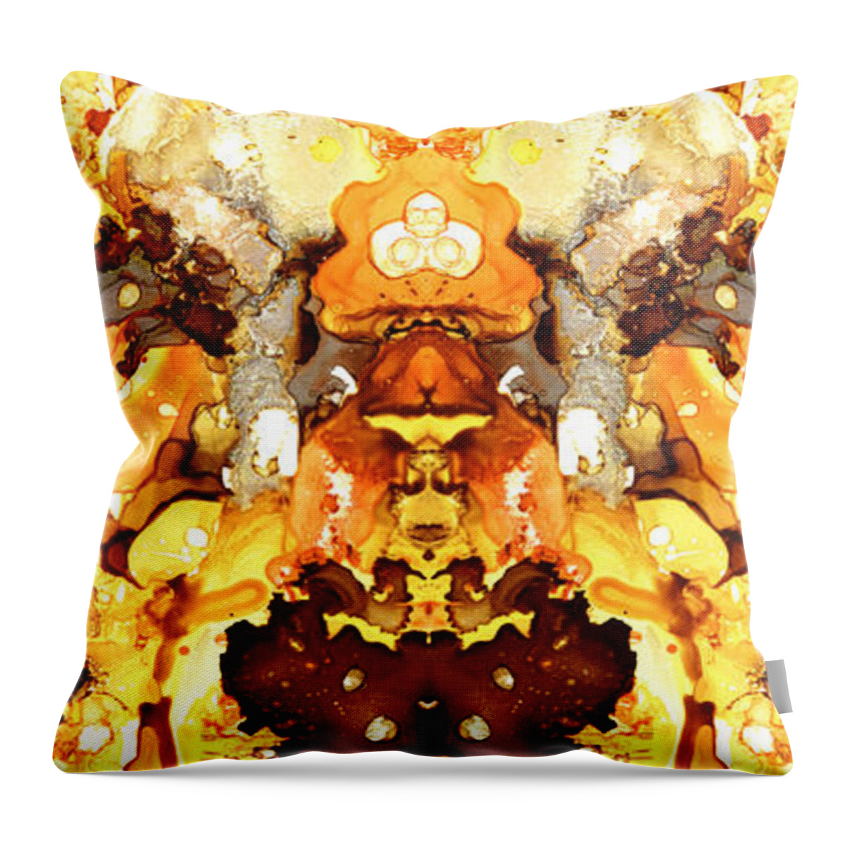 Yellow Throw Pillow featuring the painting Abstract 19 by Lucie Dumas