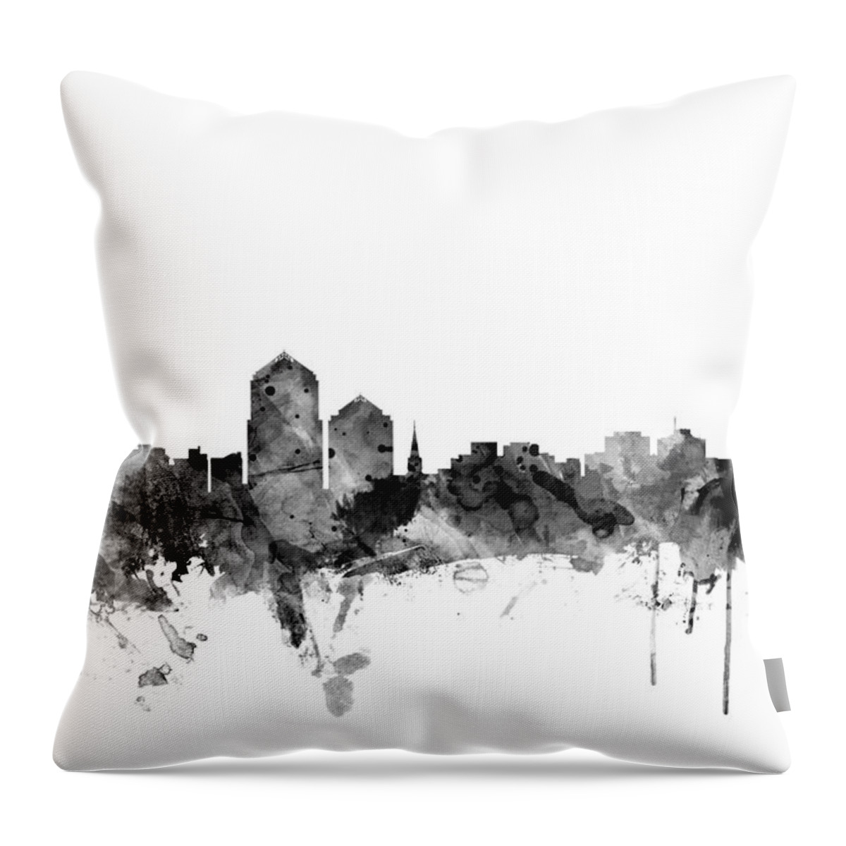 United States Throw Pillow featuring the digital art Albuquerque New Mexico Skyline by Michael Tompsett