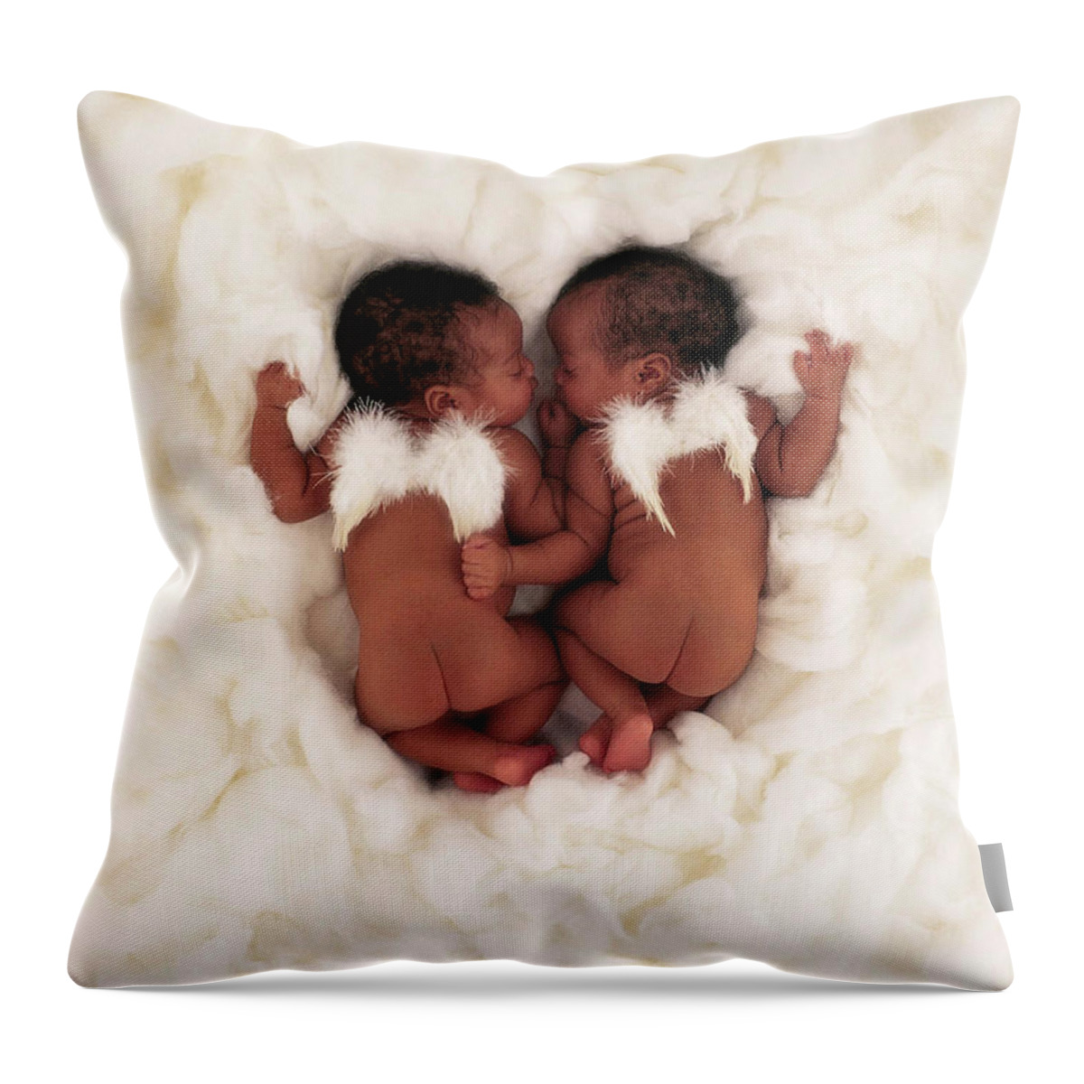 Baby Throw Pillow featuring the photograph Alexis and Armani as Angels by Anne Geddes