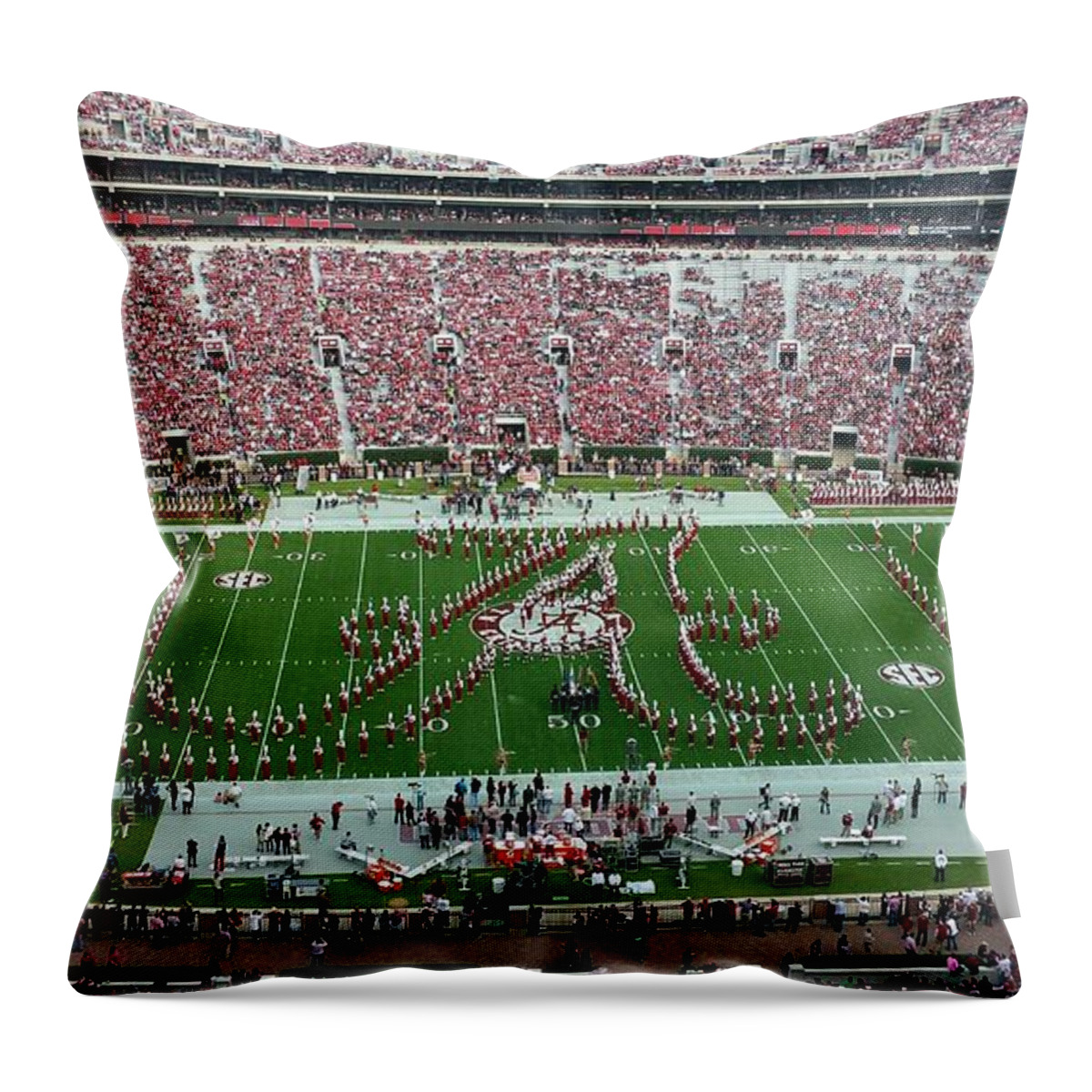 Gameday Throw Pillow featuring the photograph Bama A Panorama by Kenny Glover