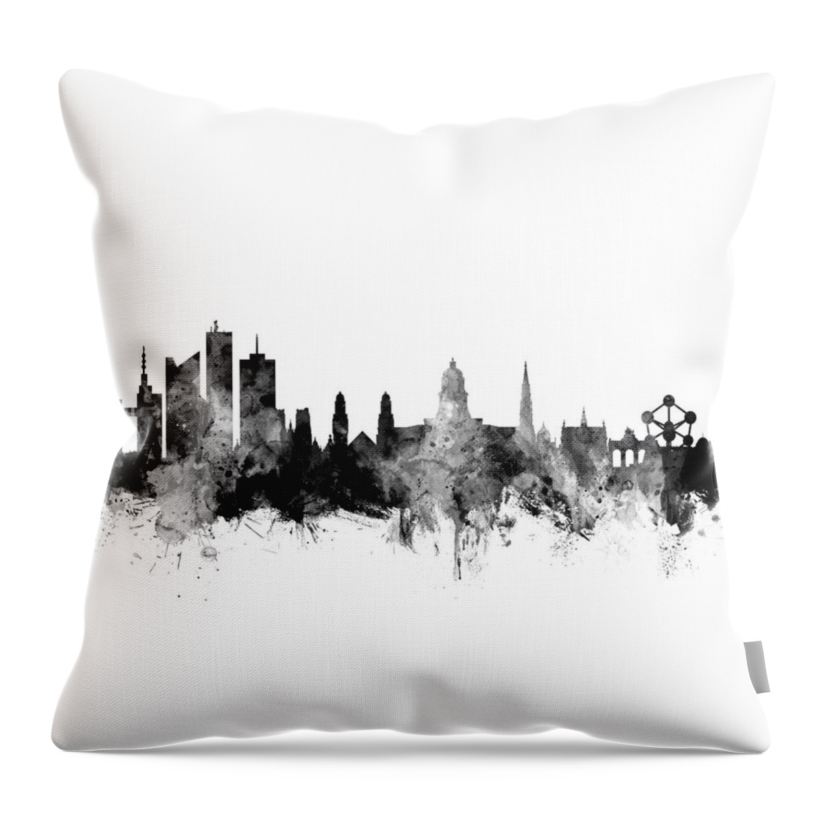 Brussels Throw Pillow featuring the digital art Brussels Belgium Skyline by Michael Tompsett