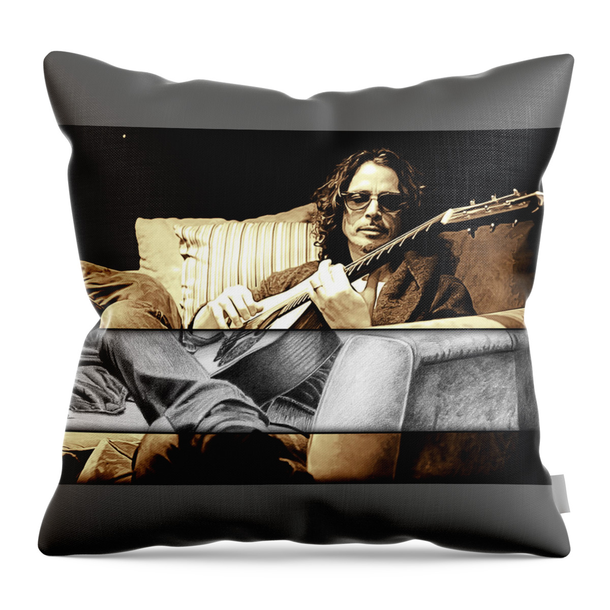 Chris Cornell Throw Pillow featuring the drawing Chris Cornell Drawing by Jeffrey St Romain