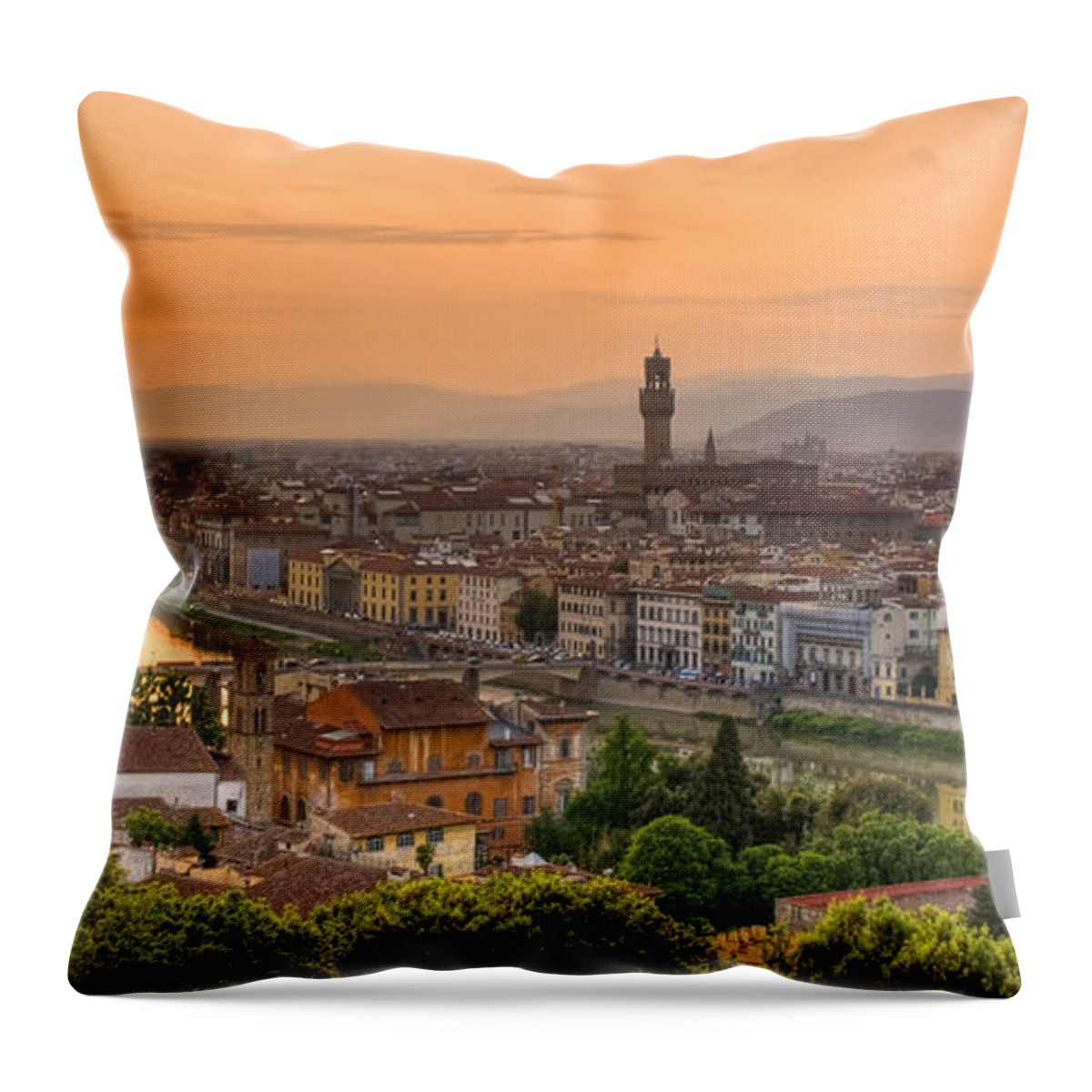 Florence Throw Pillow featuring the photograph Florence Sunset by Mick Burkey