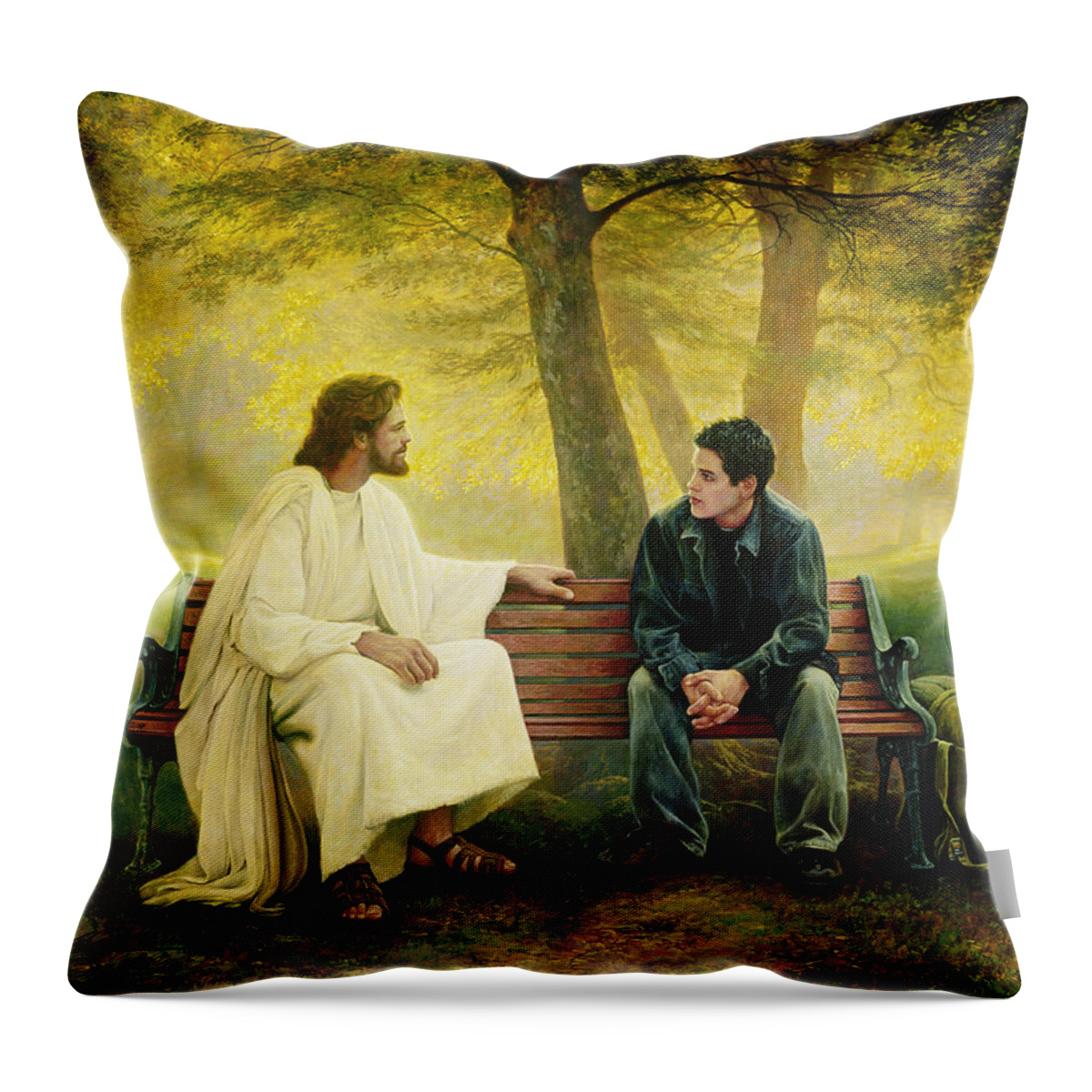 Jesus Throw Pillow featuring the painting Lost and Found by Greg Olsen
