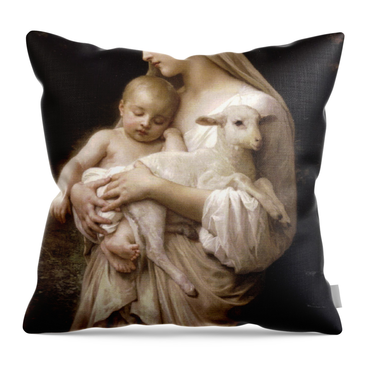 Nativity Throw Pillow featuring the painting Madonna and Child by William Bouguereau