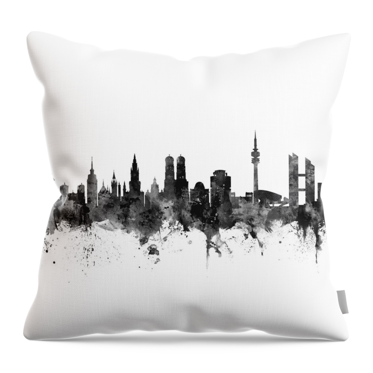 City Skyline Throw Pillow featuring the digital art Munich Germany Skyline by Michael Tompsett