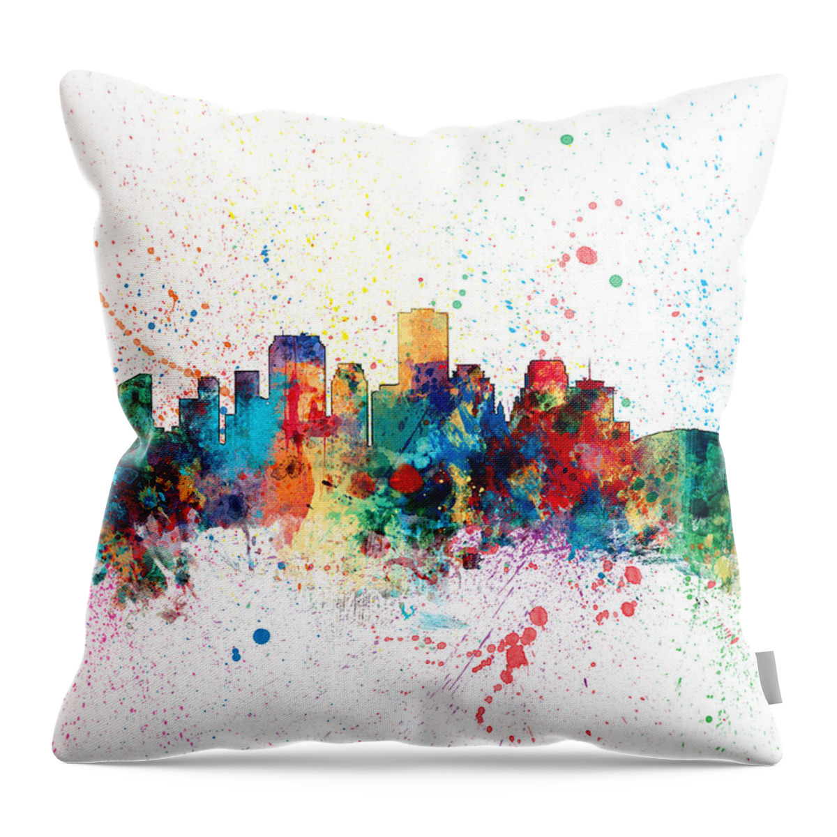 United States Throw Pillow featuring the digital art New Orleans Louisiana Skyline by Michael Tompsett