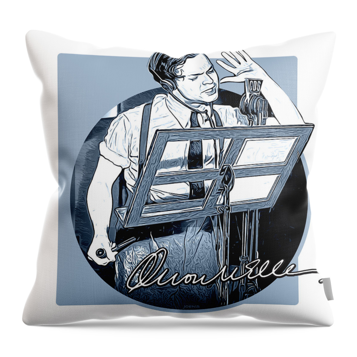 Orson Welles Throw Pillow featuring the drawing Orson Welles by Greg Joens
