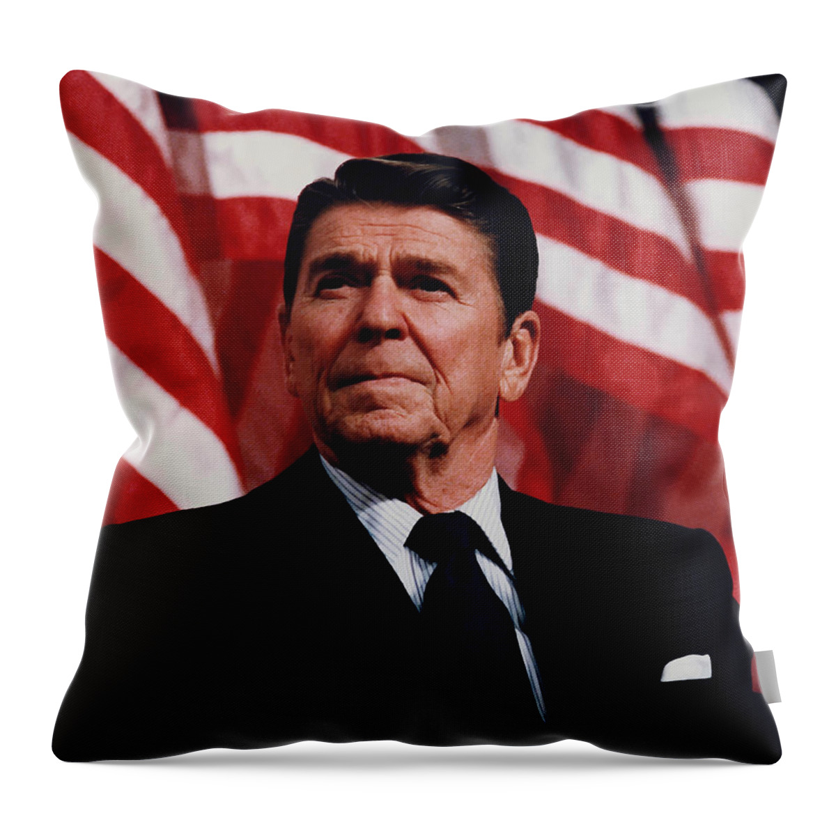 Ronald Reagan Throw Pillow featuring the photograph President Ronald Reagan by War Is Hell Store