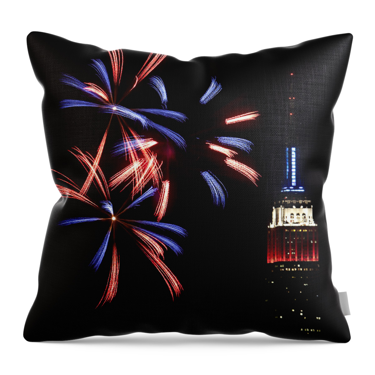 Empire State Building Throw Pillow featuring the photograph Red White and Blue by Susan Candelario