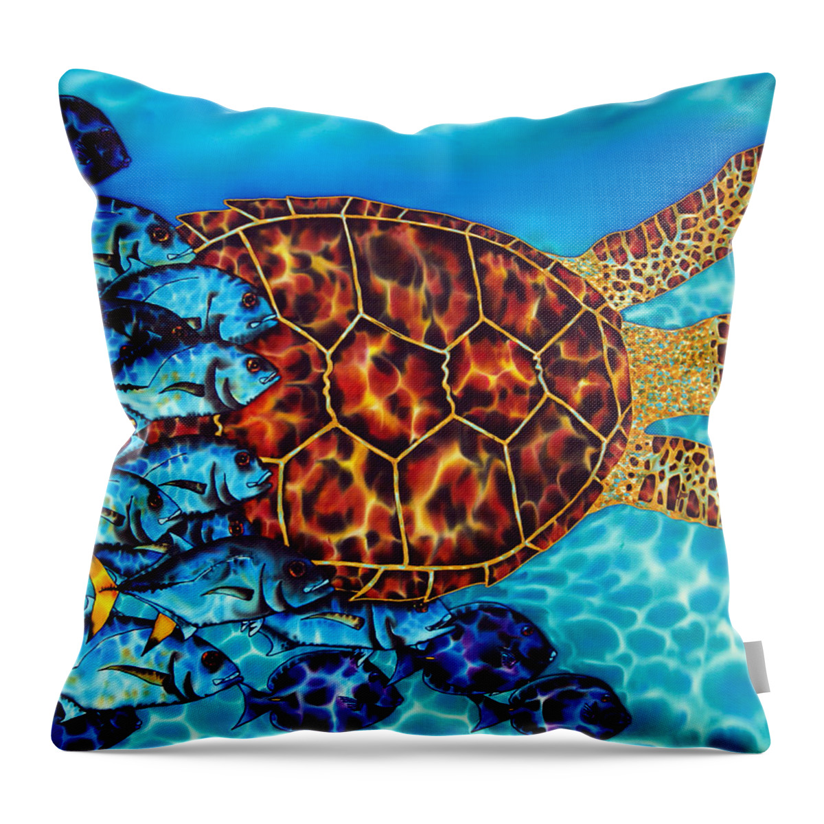 Turtle Throw Pillow featuring the painting Sea Turtle by Daniel Jean-Baptiste