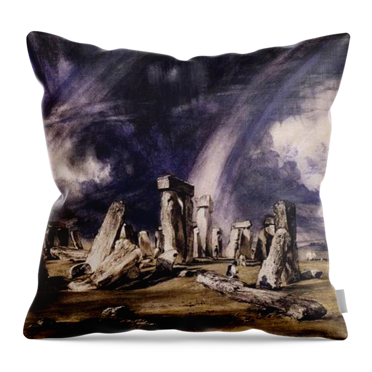John Constable Throw Pillow featuring the painting Stonehenge by John Constable