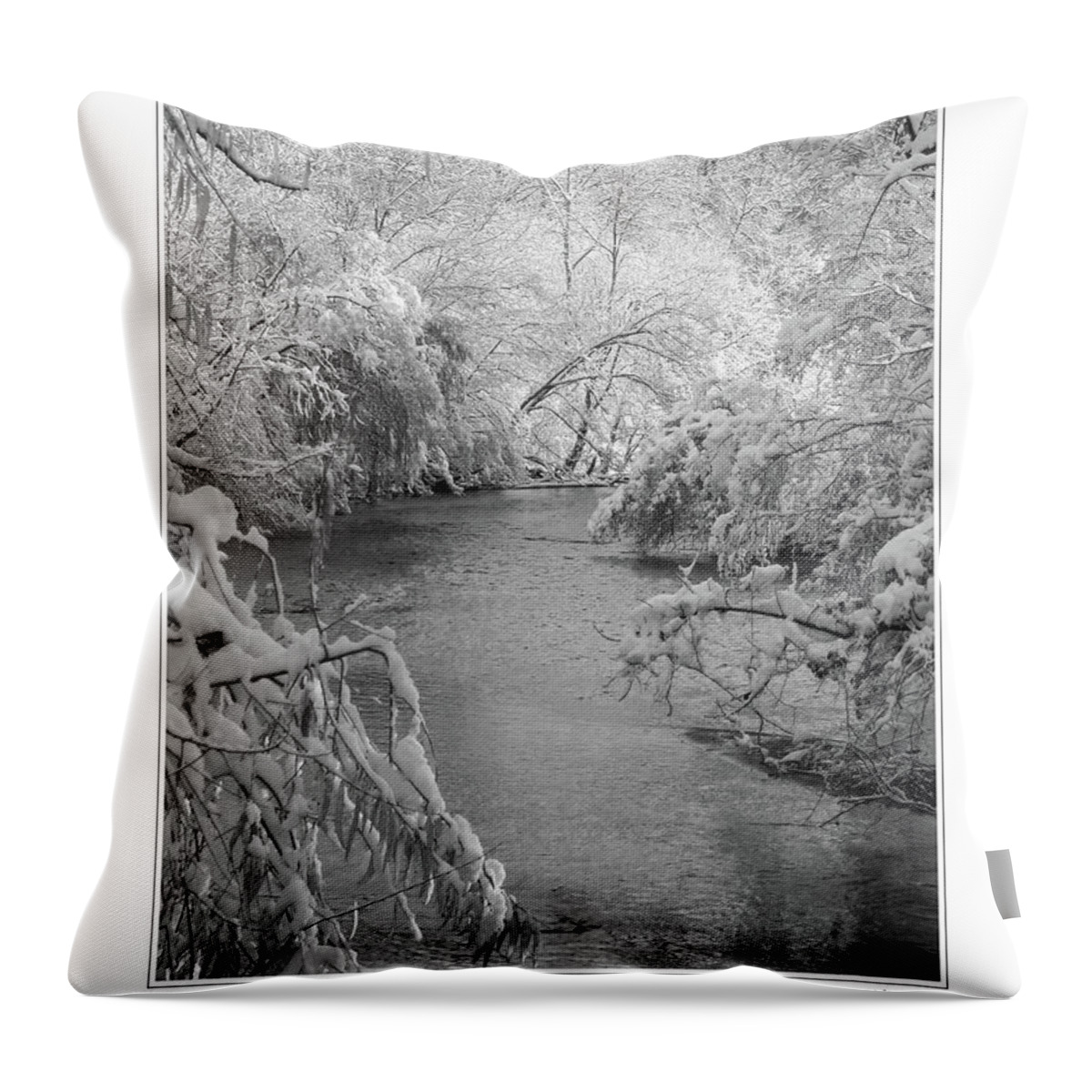 Black And White Throw Pillow featuring the photograph The Huron River by Phil Perkins