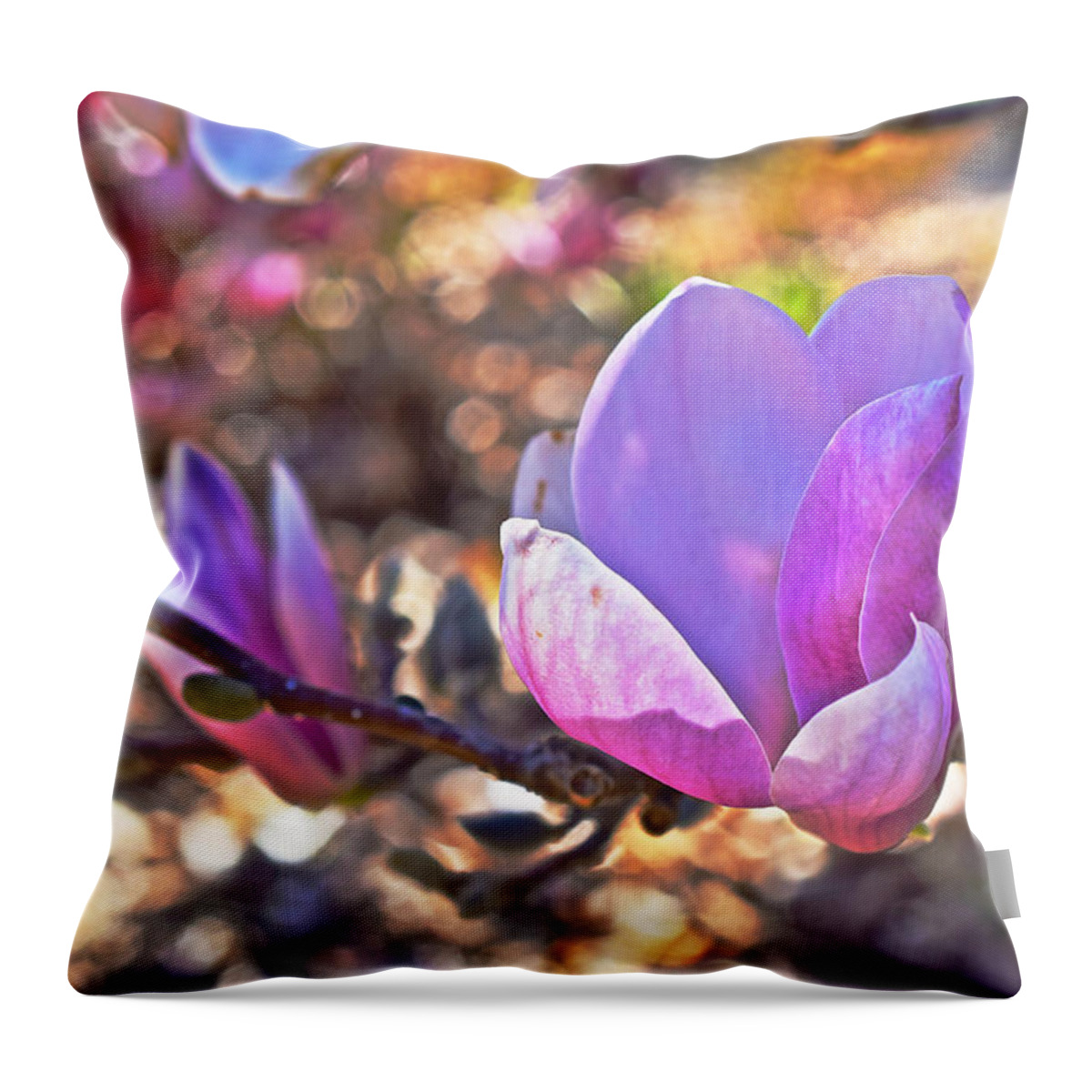 Magnolias Throw Pillow featuring the photograph 2015 Early Spring Magnolia by Janis Senungetuk