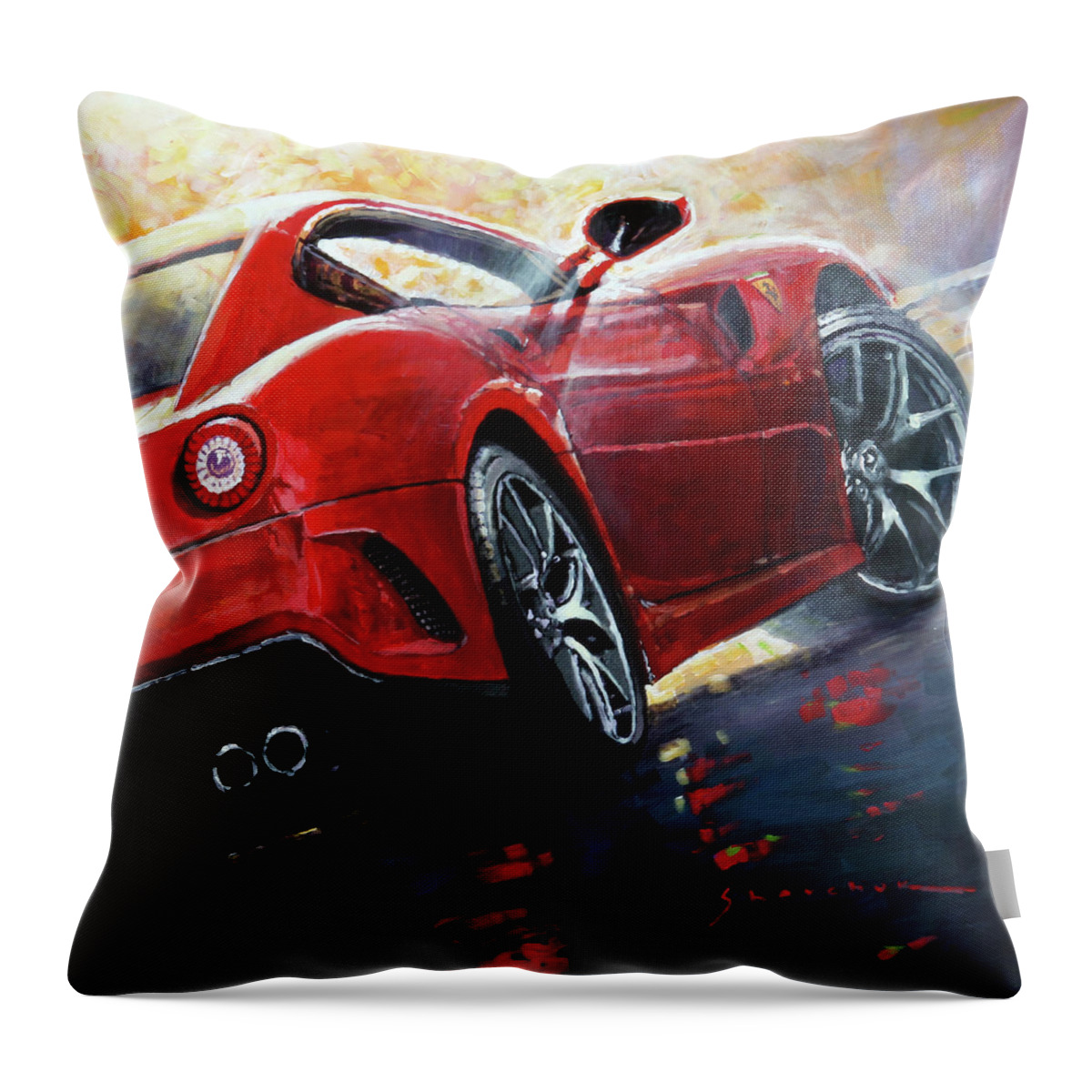 Oil Throw Pillow featuring the painting 2015 Ferrari 599 GTB Fiorano by Yuriy Shevchuk