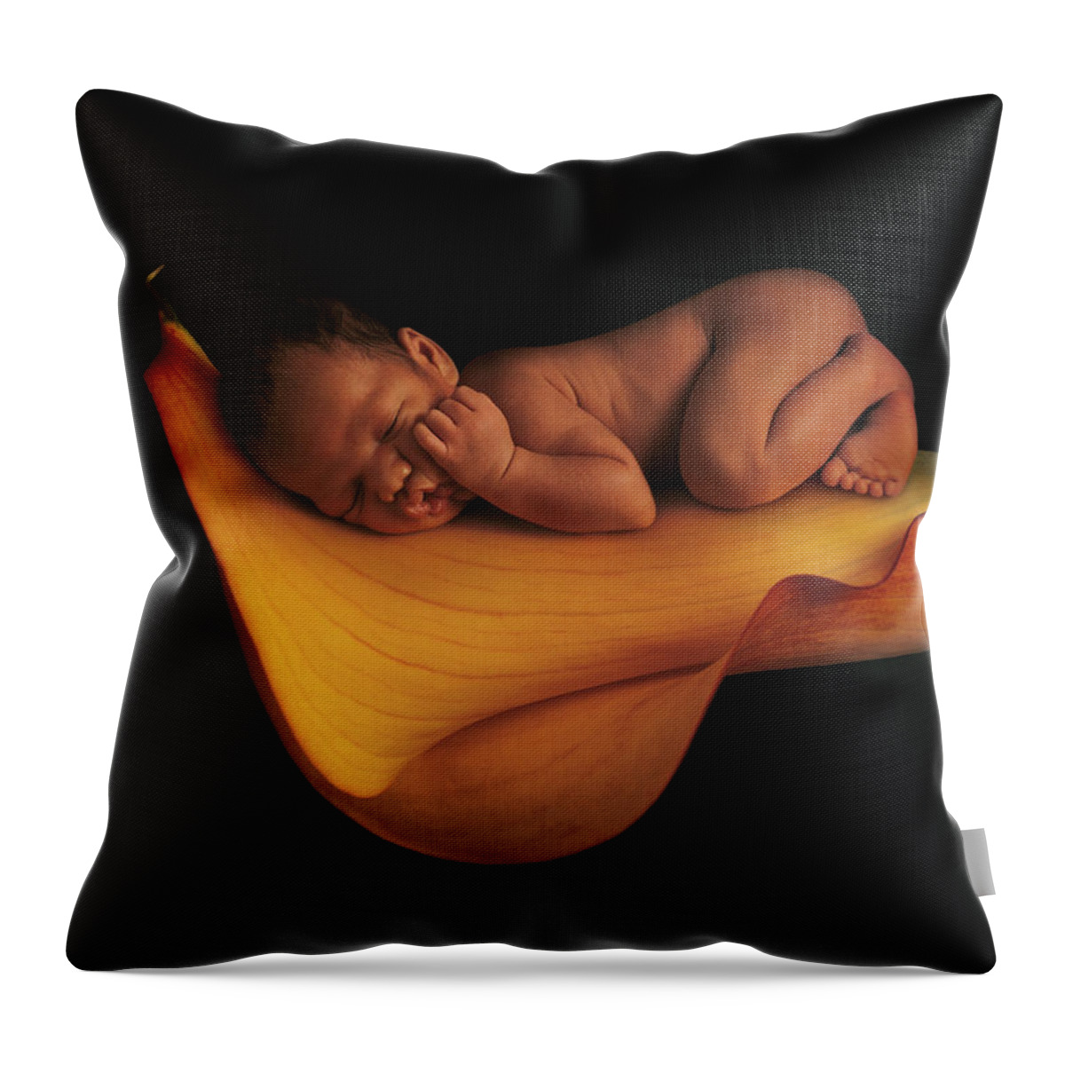 Calla Lily Throw Pillow featuring the photograph Sleeping on a Calla Lily by Anne Geddes