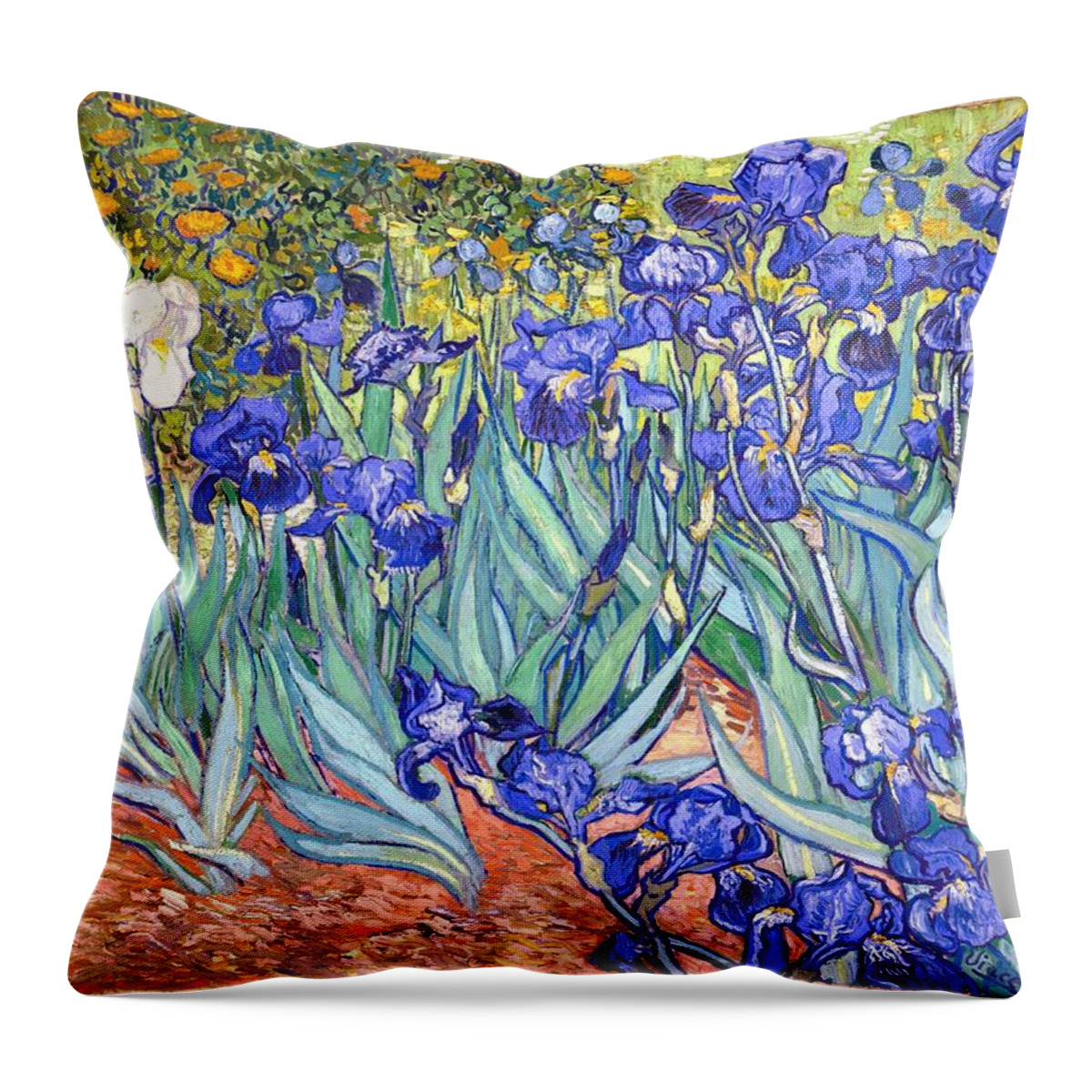 Van Gogh Throw Pillow featuring the painting Irises by Vincent Van Gogh