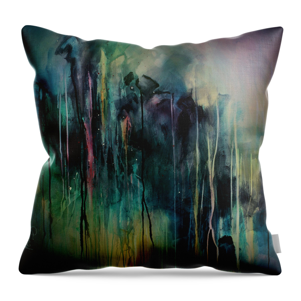 Abstract Design Throw Pillow featuring the painting Abstract by Michael Lang