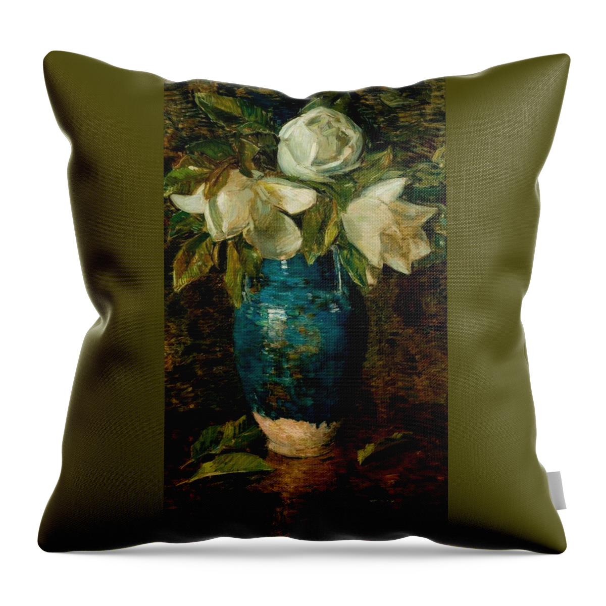 Giant Magnolias Throw Pillow featuring the painting Childe Hassam by Giant Magnolias