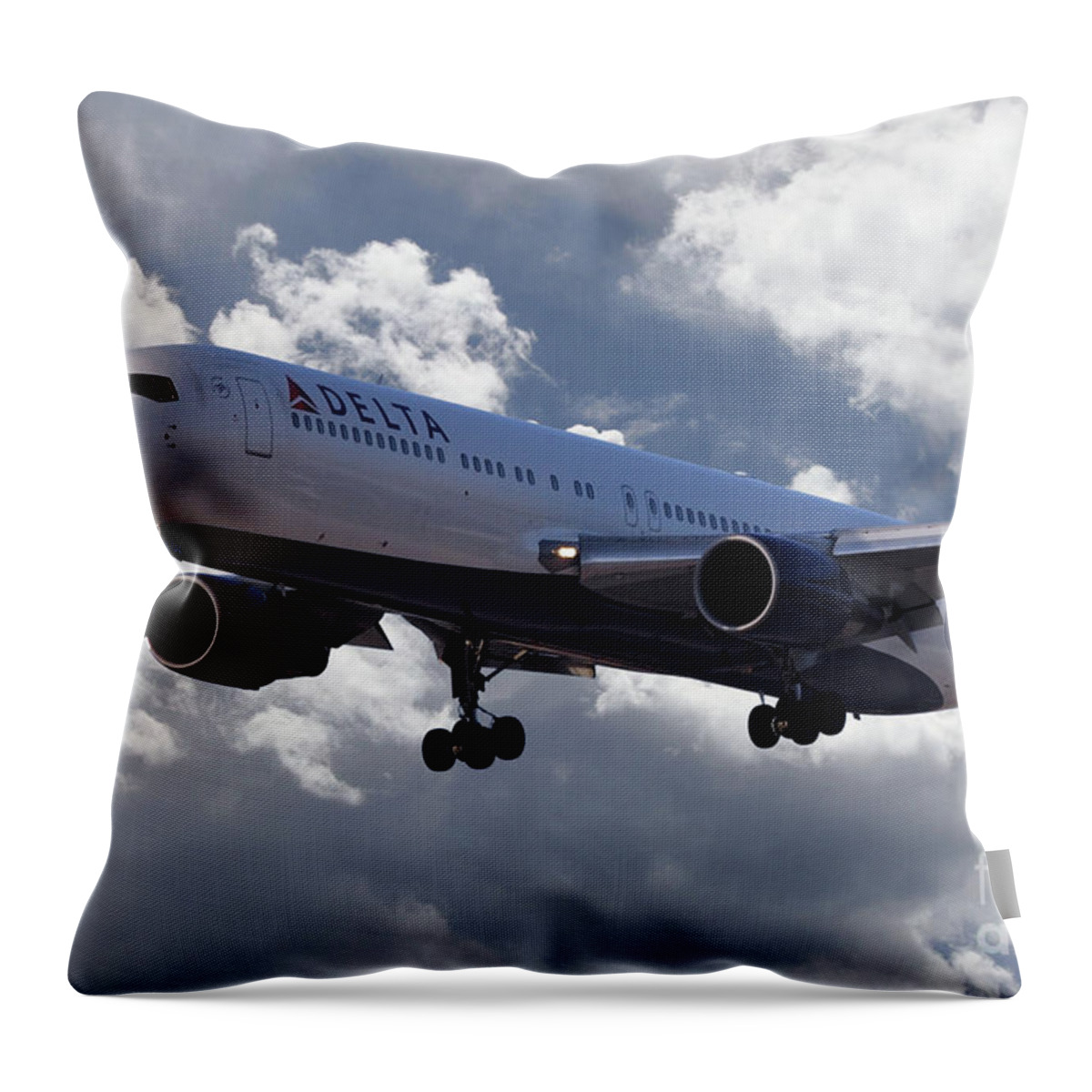 Delta Throw Pillow featuring the digital art Delta Airlines Boeing 767 by Airpower Art