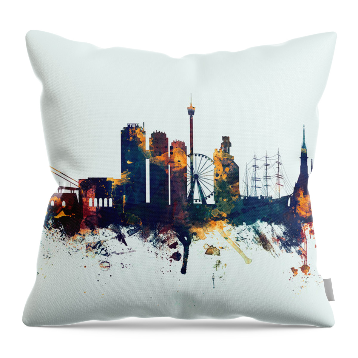 Sweden Throw Pillow featuring the digital art Gothenburg Sweden Skyline by Michael Tompsett