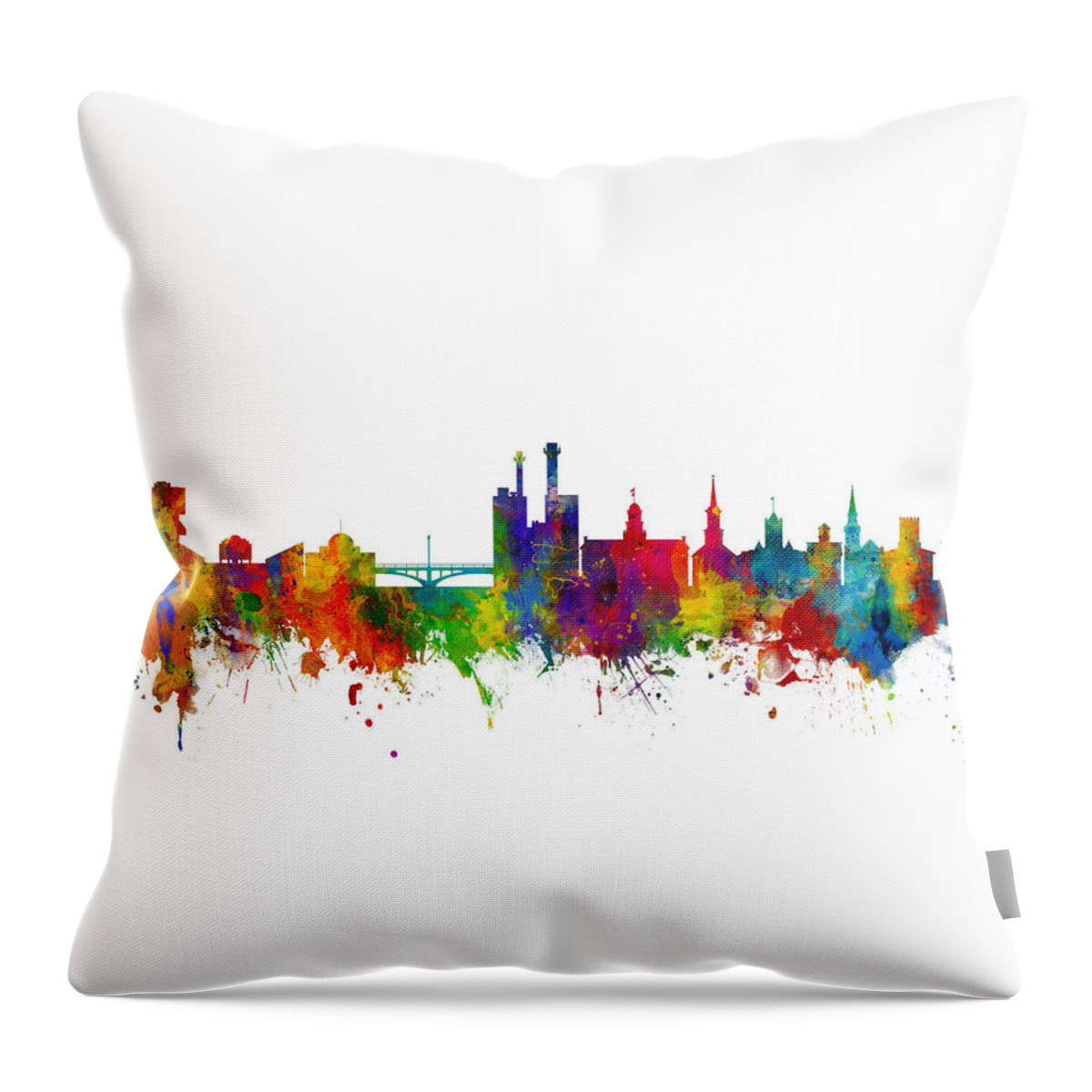 Iowa City Throw Pillow featuring the digital art Iowa City Iowa Skyline by Michael Tompsett